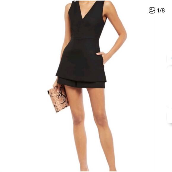 Maje Irisa Romper Black Sleeveless Playsuit Pinafore V Neck Jumper 38 Medium - Picture 1 of 14